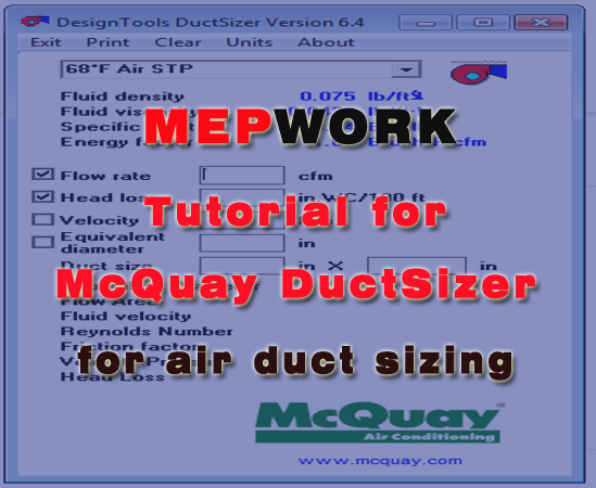 Mcquay hvac duct sizer software free download